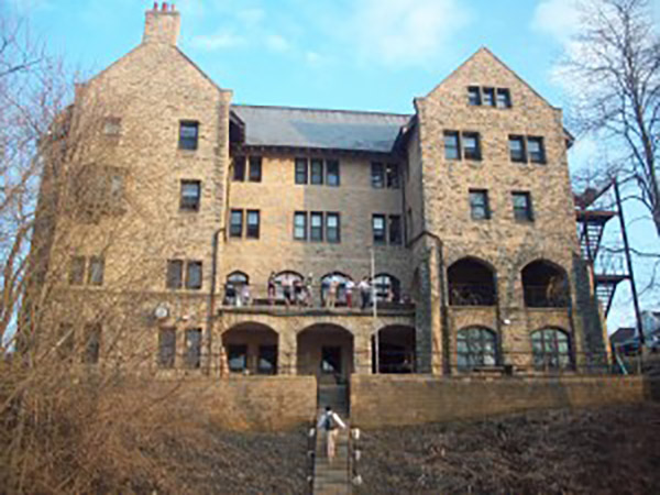 View of the Alpha Iota Lodge from Lake Mendota, early 21st century. Our Lodge was entered into the National Register of Historic Places in 1988.
